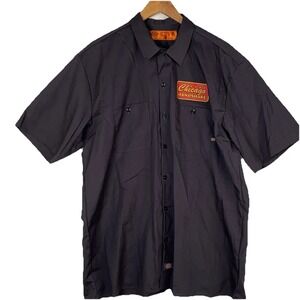 Dickies Chicago Collar Shirt  Men's XL‎ Black Shirt New Patches